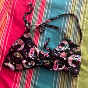 Colorful Skull Print Bikini Top